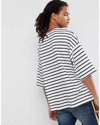 T-shirt à col rond à rayures horizontales blanc et noir Asos