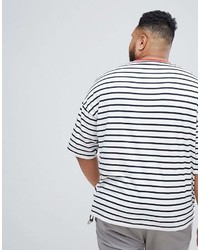 T-shirt à col rond à rayures horizontales blanc et noir Asos