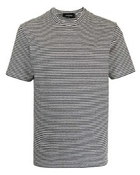 T-shirt à col rond à rayures horizontales blanc et noir DSQUARED2
