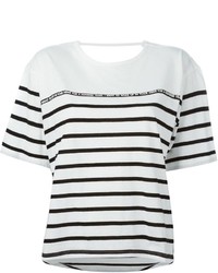 T-shirt à col rond à rayures horizontales blanc et noir EACH X OTHER
