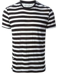 T-shirt à col rond à rayures horizontales blanc et noir Enfants Riches Deprimes
