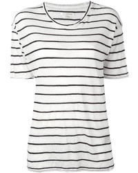 T-shirt à col rond à rayures horizontales blanc et noir Etoile Isabel Marant