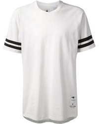T-shirt à col rond à rayures horizontales blanc et noir G Star