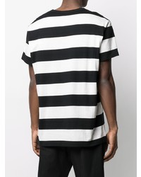 T-shirt à col rond à rayures horizontales blanc et noir Yohji Yamamoto