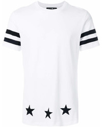 T-shirt à col rond à rayures horizontales blanc et noir Hydrogen