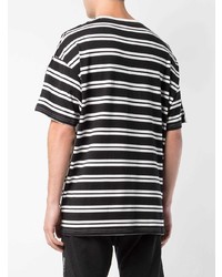 T-shirt à col rond à rayures horizontales blanc et noir Mostly Heard Rarely Seen