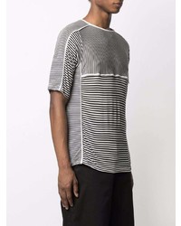 T-shirt à col rond à rayures horizontales blanc et noir Sunnei