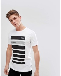 T-shirt à col rond à rayures horizontales blanc et noir Jack and Jones