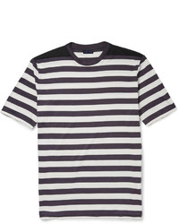 T-shirt à col rond à rayures horizontales blanc et noir Lanvin