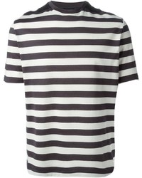 T-shirt à col rond à rayures horizontales blanc et noir Lanvin