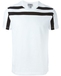 T-shirt à col rond à rayures horizontales blanc et noir Les Hommes