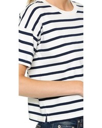 T-shirt à col rond à rayures horizontales blanc et noir Madewell