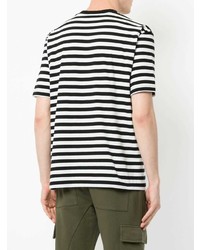 T-shirt à col rond à rayures horizontales blanc et noir CK Calvin Klein