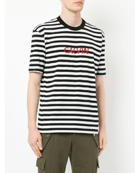 T-shirt à col rond à rayures horizontales blanc et noir CK Calvin Klein