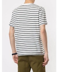 T-shirt à col rond à rayures horizontales blanc et noir Kent & Curwen
