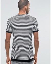 T-shirt à col rond à rayures horizontales blanc et noir Asos