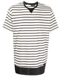 T-shirt à col rond à rayures horizontales blanc et noir Low Brand