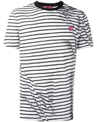 T-shirt à col rond à rayures horizontales blanc et noir McQ