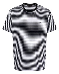 T-shirt à col rond à rayures horizontales blanc et noir Michael Kors