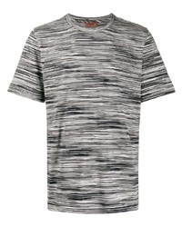 T-shirt à col rond à rayures horizontales blanc et noir Missoni