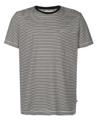 T-shirt à col rond à rayures horizontales blanc et noir Moncler