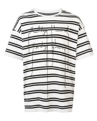 T-shirt à col rond à rayures horizontales blanc et noir Mostly Heard Rarely Seen