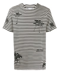 T-shirt à col rond à rayures horizontales blanc et noir Myar