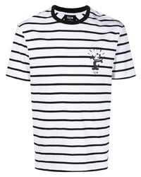 T-shirt à col rond à rayures horizontales blanc et noir Neil Barrett