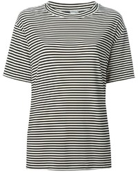 T-shirt à col rond à rayures horizontales blanc et noir Norma Kamali