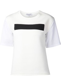 T-shirt à col rond à rayures horizontales blanc et noir Opening Ceremony