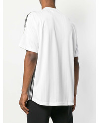 T-shirt à col rond à rayures horizontales blanc et noir adidas