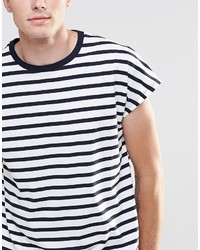 T-shirt à col rond à rayures horizontales blanc et noir Asos