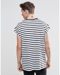 T-shirt à col rond à rayures horizontales blanc et noir Asos