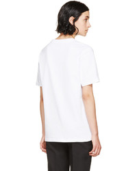 T-shirt à col rond à rayures horizontales blanc et noir