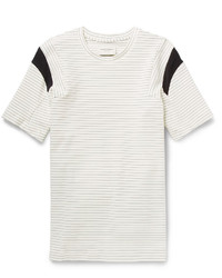 T-shirt à col rond à rayures horizontales blanc et noir Public School