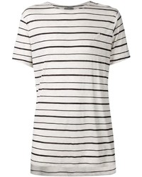T-shirt à col rond à rayures horizontales blanc et noir Publish