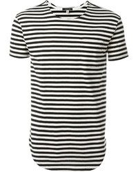 T-shirt à col rond à rayures horizontales blanc et noir R 13