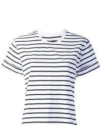T-shirt à col rond à rayures horizontales blanc et noir Rag and Bone