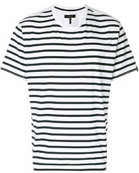 T-shirt à col rond à rayures horizontales blanc et noir rag & bone