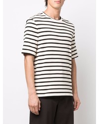 T-shirt à col rond à rayures horizontales blanc et noir Jil Sander