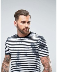 T-shirt à col rond à rayures horizontales blanc et noir Asos