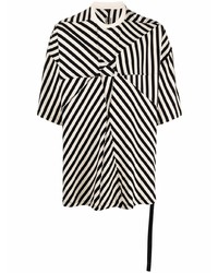 T-shirt à col rond à rayures horizontales blanc et noir Rick Owens DRKSHDW