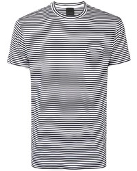 T-shirt à col rond à rayures horizontales blanc et noir Rrd