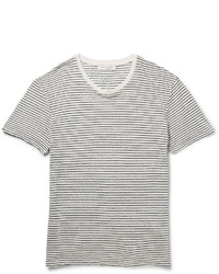 T-shirt à col rond à rayures horizontales blanc et noir Sandro
