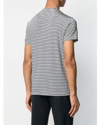 T-shirt à col rond à rayures horizontales blanc et noir Rrd