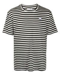T-shirt à col rond à rayures horizontales blanc et noir Societe Anonyme