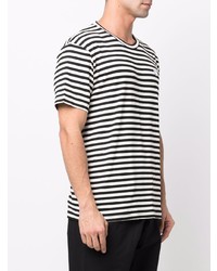 T-shirt à col rond à rayures horizontales blanc et noir Societe Anonyme