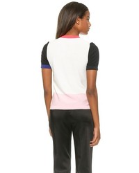 T-shirt à col rond à rayures horizontales blanc et noir Sonia Rykiel