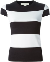 T-shirt à col rond à rayures horizontales blanc et noir Stella McCartney