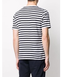T-shirt à col rond à rayures horizontales blanc et noir Eleventy